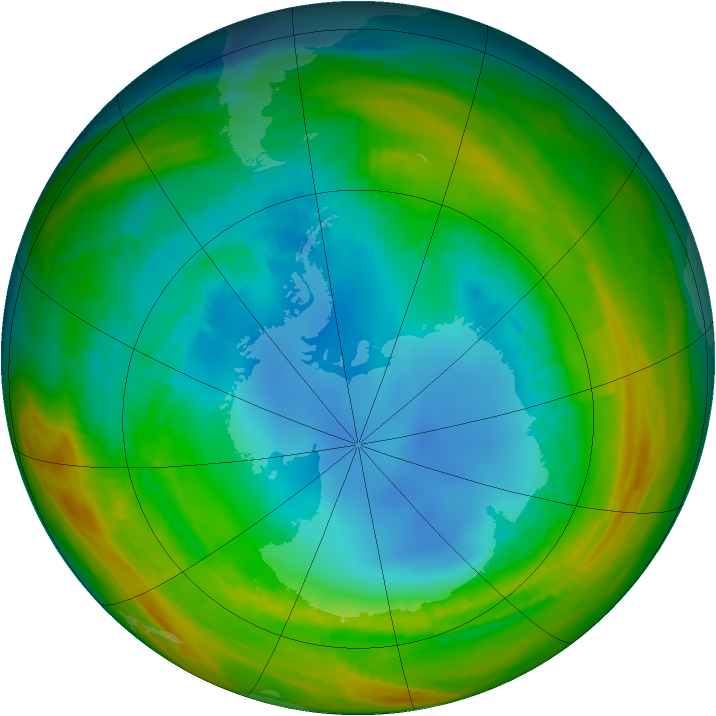 Antarctic ozone map for 08 August 1986